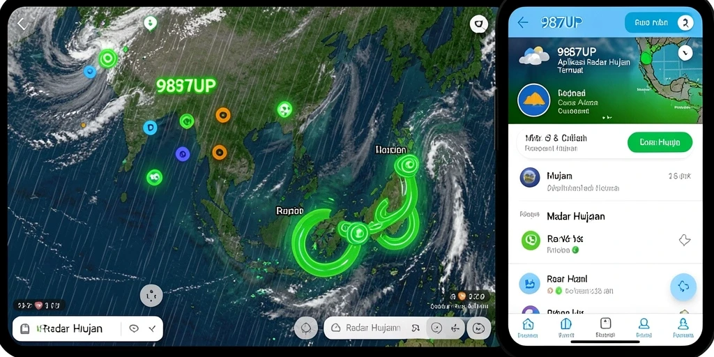 Tampilan antarmuka aplikasi Radar Hujan 987UP yang informatif.