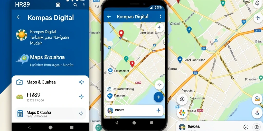 Tampilan antarmuka aplikasi HR89 dengan fungsi Kompas Digital.