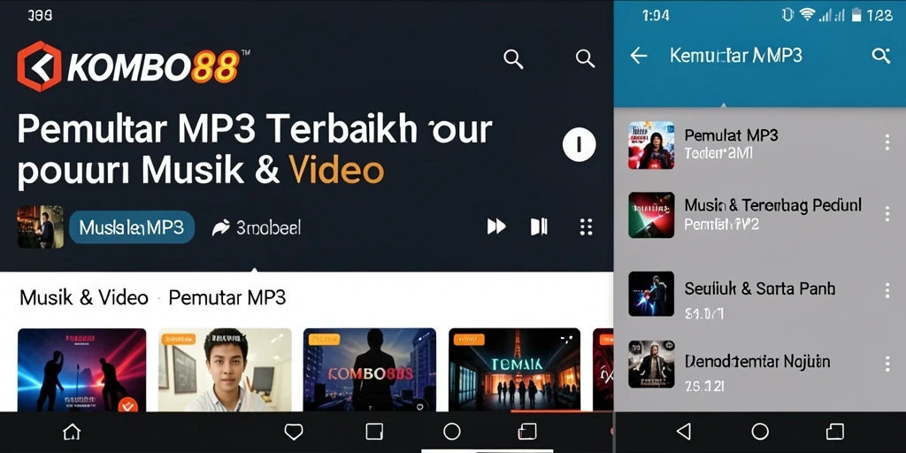 Antarmuka pengguna KOMBO88 yang intuitif dan menarik untuk Pemutar MP3.