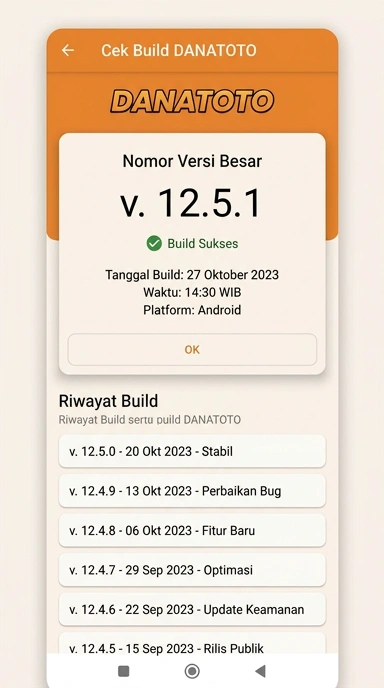 Tampilan riwayat versi danatoto